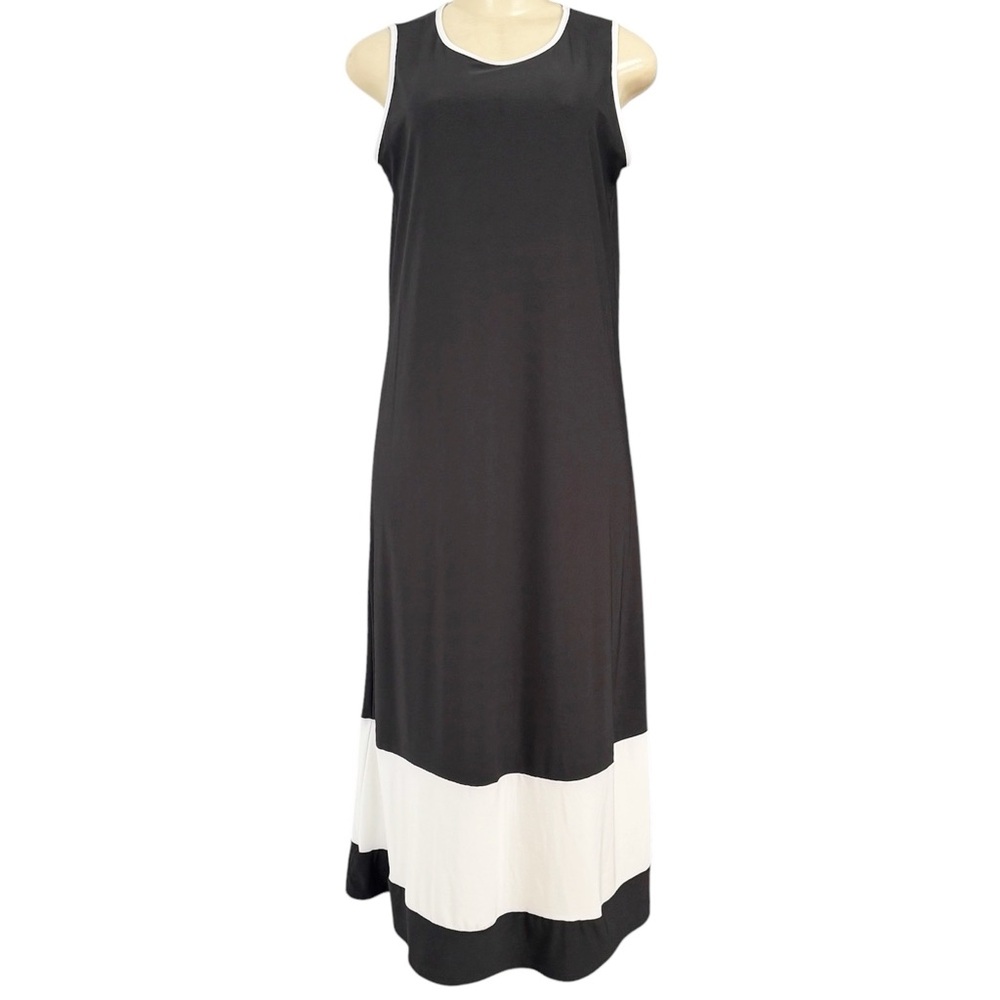 Nik and Nash Black Sleeveless Maxi Dress Lightweight White Colorblock‎ Sundress